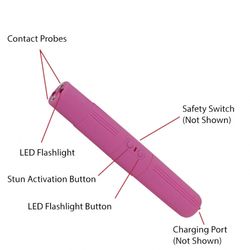 Lady Lightning Rod 2.5M Volts Rechargeable Stun Pen Pink