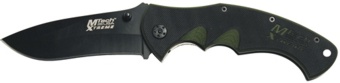 black and green folding knife