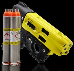 JPX4 4 Shot Pepper Gun w/Laser Yellow Barrel