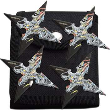 -- 4-INCH 4 Points Throwing Stars with Pouch - 4 Pack