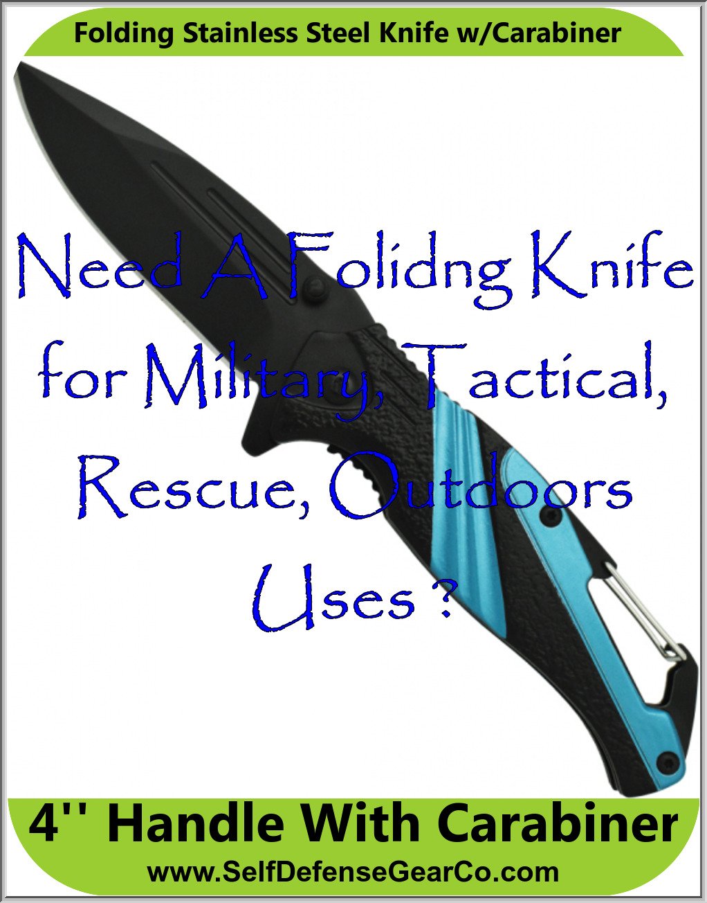 Folding Stainless Steel Knife w/Carabiner