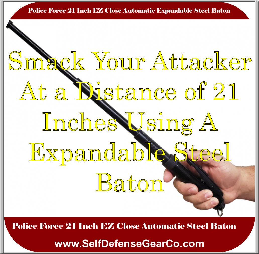Police Force 21 Inch EZ Close Automatic Expandable Steel Baton