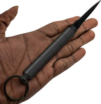 -- Kubotan Keychain Hidden Knife - BLACK
