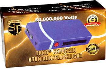 Fang Keychain Stun Gun and Flashlight with Battery Meter Purple