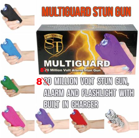 MultiGuard 20 Million Volt Stun Gun, Alarm and Flashlight w/Built In Charger