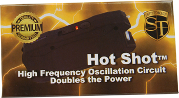 Hot Shot stun gun with flashlight and Battery Meter Black